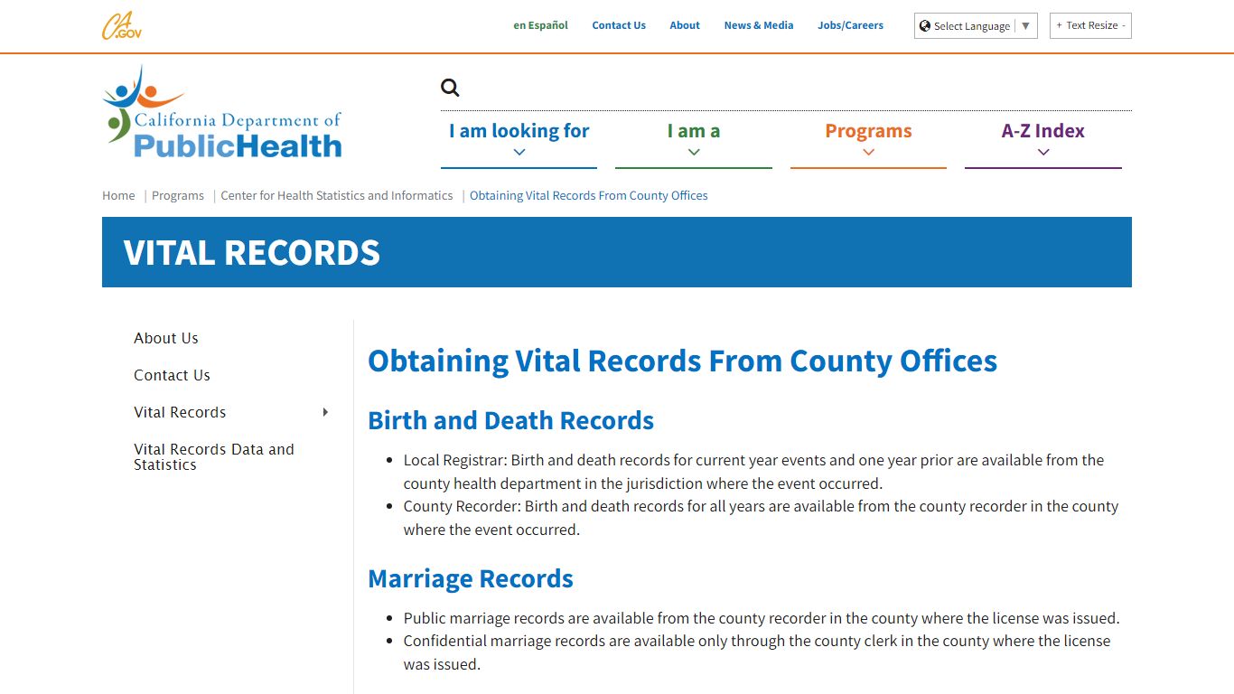 Obtaining Vital Records From County Offices - California