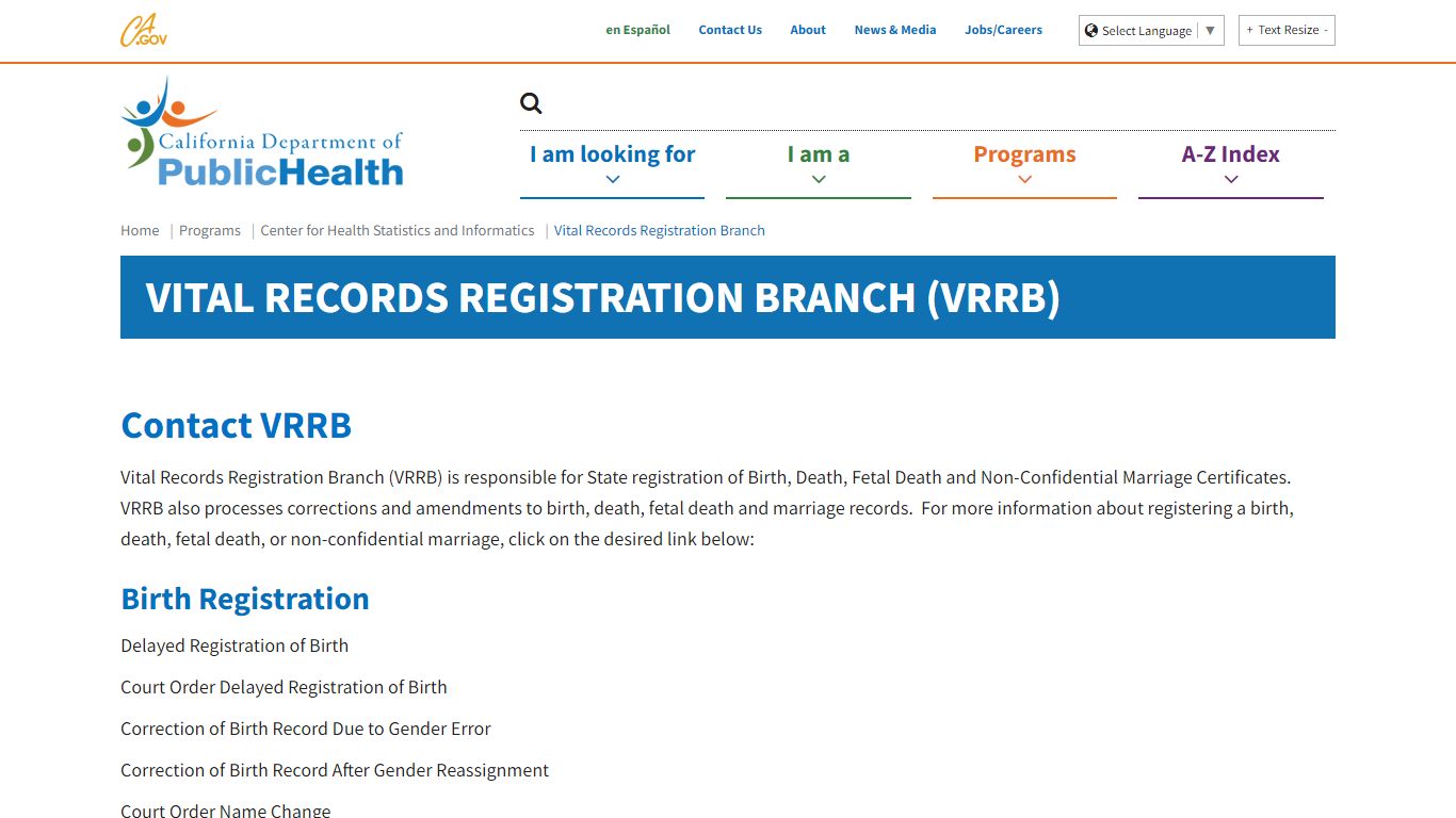 Vital Records Registration Branch - California